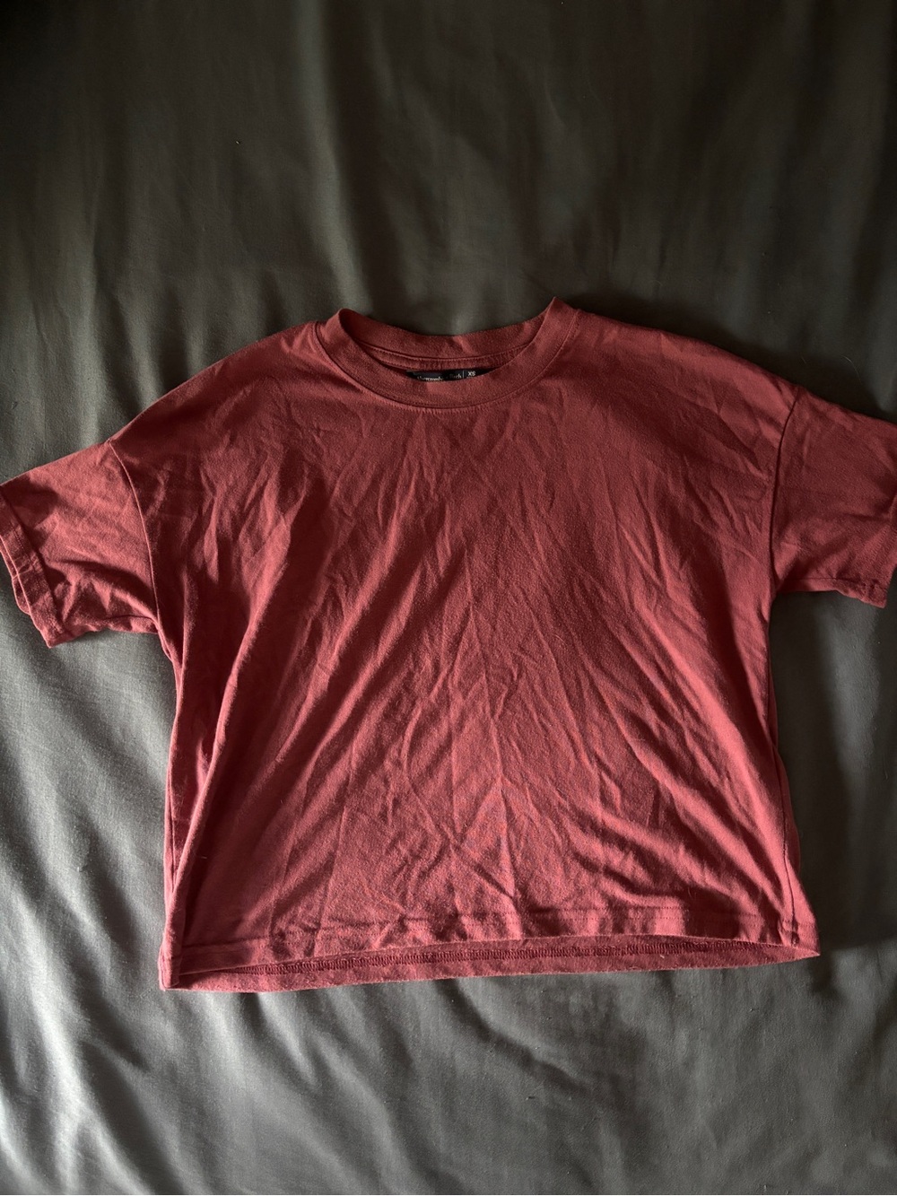 Oversized Cropped Tee - Brick Red